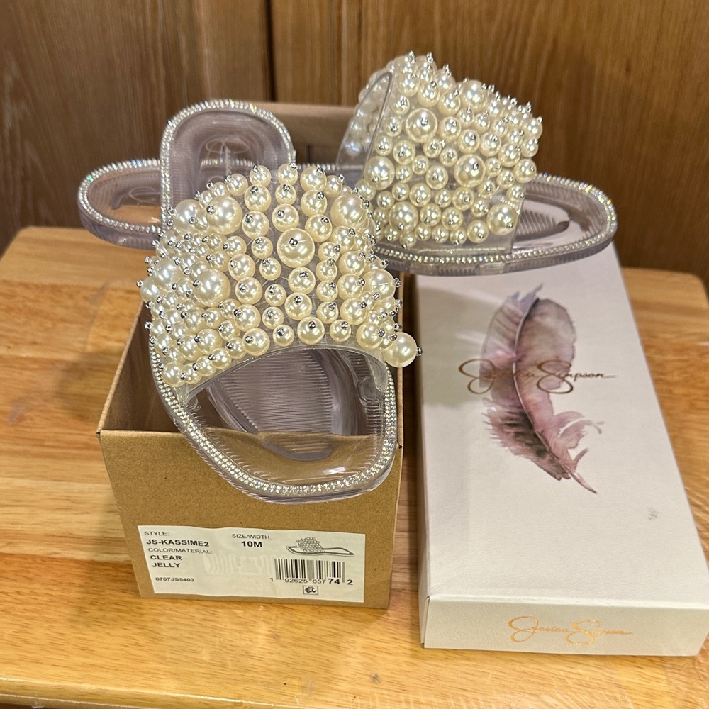 Jessica Simpson Pearl Embellished Sandals - White
